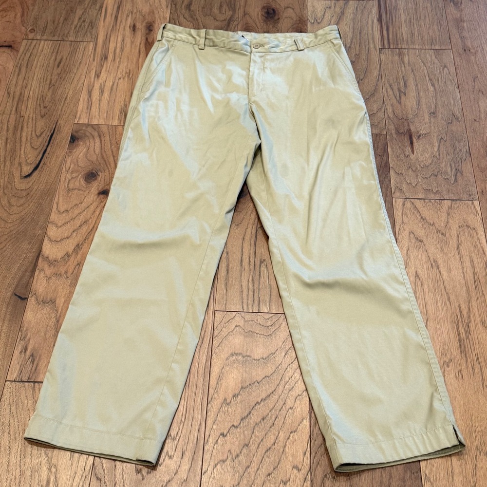 Nike Golf Dri-FIT Pants Mens 33x32 Khaki Tan Flat Front Chino 472532-235